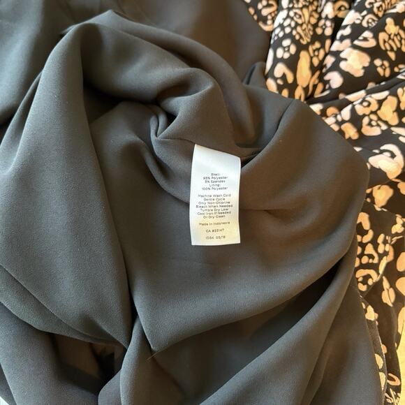 Talbots Women's V Neck Black Pink Leopard Print Sleeveless A- Line Dress Size 12 - Picture 4 of 9